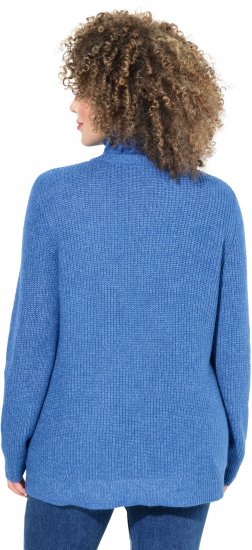Ulla Popken Cable Knit Long Sleeve Turtleneck Sweater Teal Blue - Naisten hupparit ja collegepaidat isot koot - 