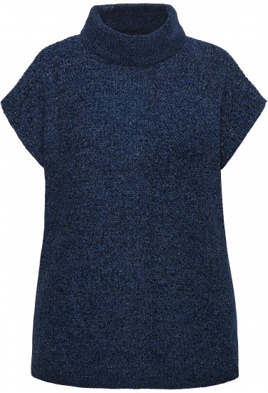 Ulla Popken Cap Sleeve Turtleneck Sweater Blue - Naisten hupparit ja collegepaidat isot koot - 