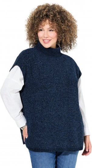 Ulla Popken Cap Sleeve Turtleneck Sweater Blue - Naisten hupparit ja collegepaidat isot koot - 