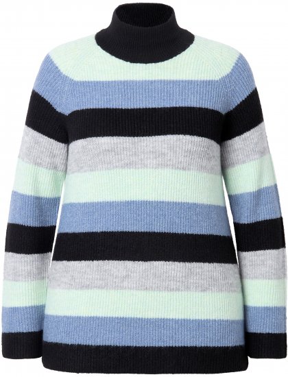Ulla Popken Chunky Striped Turtleneck Sweater Mint Green - Hupparit ja collegepaidat - 