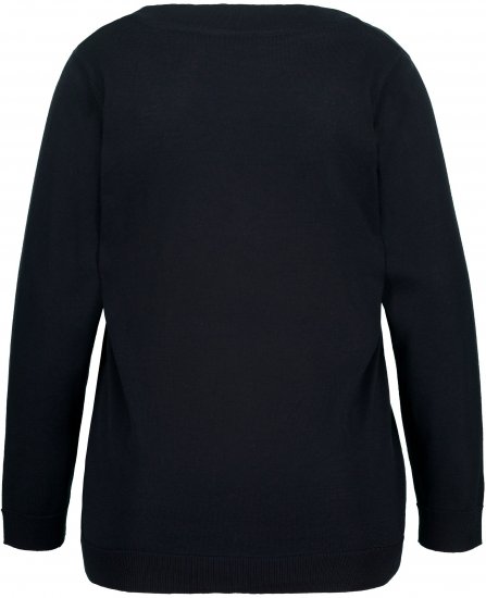 Ulla Popken Soft Fine Knit Pullover V-Neck Sweatshirt Marine - Naisten hupparit ja collegepaidat isot koot - 