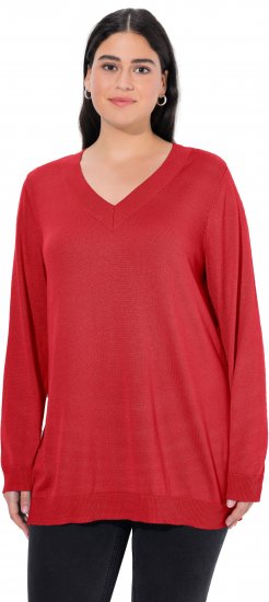 Ulla Popken Casual V-Neck Long Sleeve Sweater Salsa - Naisten hupparit ja collegepaidat isot koot - 
