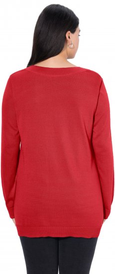 Ulla Popken Casual V-Neck Long Sleeve Sweater Salsa - Naisten hupparit ja collegepaidat isot koot - 