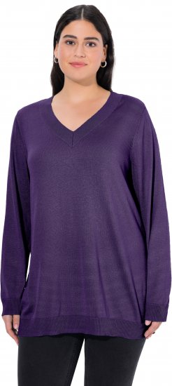 Ulla Popken Casual V-Neck Long Sleeve Sweater Deep Violet - Hupparit ja collegepaidat - 
