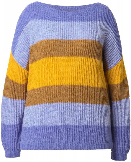 Ulla Popken Colorful Chunky Striped Sweater Lavender - Naisten hupparit ja collegepaidat isot koot - 