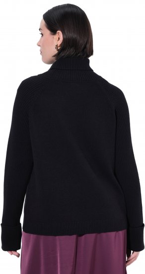 Ulla Popken Turtleneck Sweater with Ribbed Inserts Black - Naisten hupparit ja collegepaidat isot koot - 