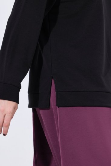 Ulla Popken Tulle Panel Sweatshirt Black - Naisten hupparit ja collegepaidat isot koot - Mukavat collegepaidat, huput ja neuleet