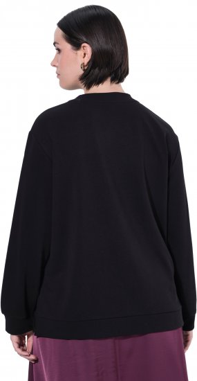 Ulla Popken Tulle Panel Sweatshirt Black - Naisten hupparit ja collegepaidat isot koot - 