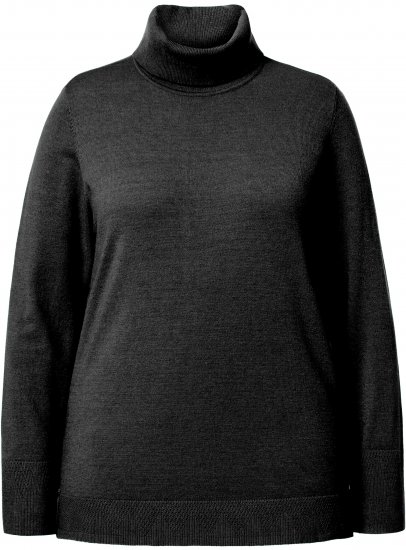 Ulla Popken Turtleneck Ribbed Trim Long Sleeve Sweater Black - Naisten hupparit ja collegepaidat isot koot - 
