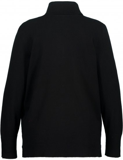 Ulla Popken Turtleneck Ribbed Trim Long Sleeve Sweater Black - Naisten hupparit ja collegepaidat isot koot - 