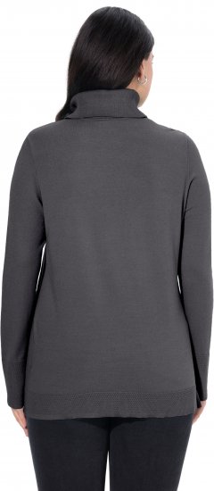 Ulla Popken Turtleneck Ribbed Trim Long Sleeve Sweater Charcoal Grey Melange - Naisten hupparit ja collegepaidat isot koot - 