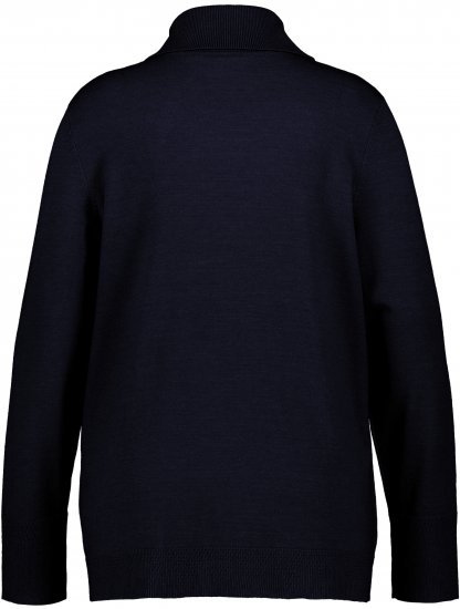 Ulla Popken Turtleneck Ribbed Trim Long Sleeve Sweater Navy - Naisten hupparit ja collegepaidat isot koot - 