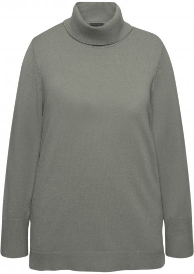 Ulla Popken Turtleneck Ribbed Trim Long Sleeve Sweater Grey - Naisten hupparit ja collegepaidat isot koot - 