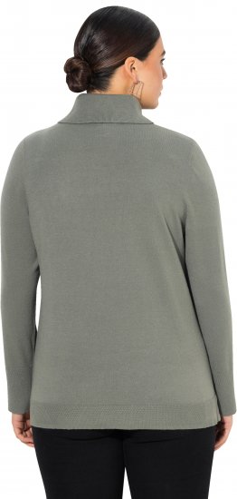 Ulla Popken Turtleneck Ribbed Trim Long Sleeve Sweater Grey - Naisten hupparit ja collegepaidat isot koot - 