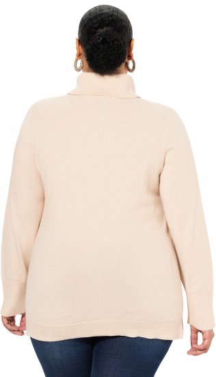 Ulla Popken Turtleneck Ribbed Trim Long Sleeve Sweater Nature Melange - Naisten hupparit ja collegepaidat isot koot - 