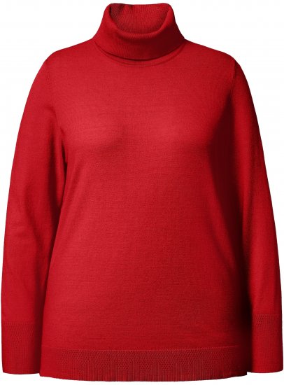 Ulla Popken Turtleneck Ribbed Trim Long Sleeve Sweater Salsa Red - Naisten hupparit ja collegepaidat isot koot - 