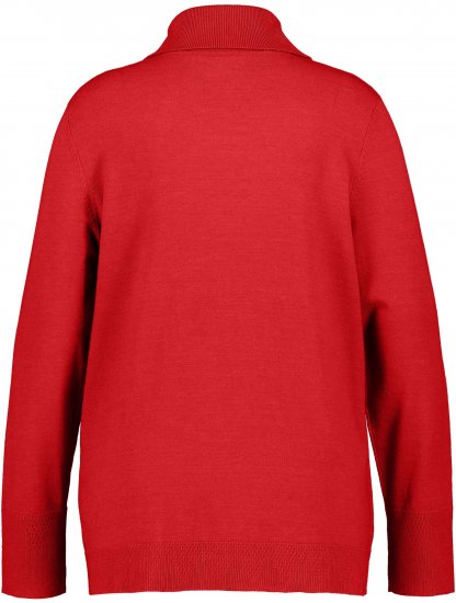 Ulla Popken Turtleneck Ribbed Trim Long Sleeve Sweater Salsa Red - Naisten hupparit ja collegepaidat isot koot - 