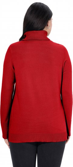 Ulla Popken Turtleneck Ribbed Trim Long Sleeve Sweater Salsa Red - Naisten hupparit ja collegepaidat isot koot - 