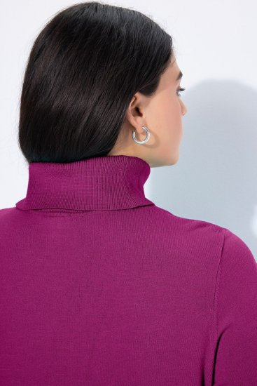 Ulla Popken Turtleneck Ribbed Trim Long Sleeve Sweater Berry - Naisten hupparit ja collegepaidat isot koot - Mukavat collegepaidat, huput ja neuleet