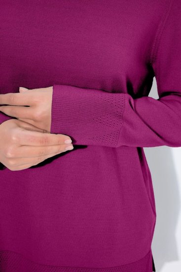 Ulla Popken Turtleneck Ribbed Trim Long Sleeve Sweater Berry - Naisten hupparit ja collegepaidat isot koot - Mukavat collegepaidat, huput ja neuleet
