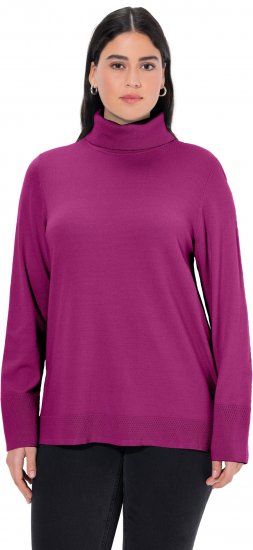 Ulla Popken Turtleneck Ribbed Trim Long Sleeve Sweater Berry - Naisten hupparit ja collegepaidat isot koot - 