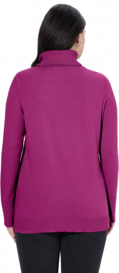 Ulla Popken Turtleneck Ribbed Trim Long Sleeve Sweater Berry - Naisten hupparit ja collegepaidat isot koot - 