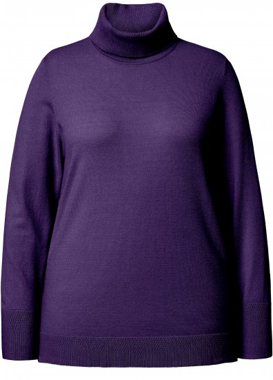 Ulla Popken Turtleneck Ribbed Trim Long Sleeve Sweater Deep Violet - Naisten hupparit ja collegepaidat isot koot - 
