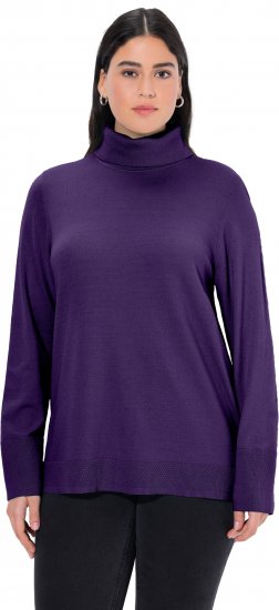 Ulla Popken Turtleneck Ribbed Trim Long Sleeve Sweater Deep Violet - Naisten hupparit ja collegepaidat isot koot - 