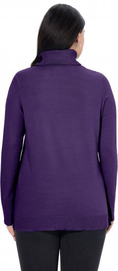 Ulla Popken Turtleneck Ribbed Trim Long Sleeve Sweater Deep Violet - Naisten hupparit ja collegepaidat isot koot - 