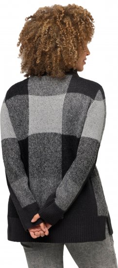 Ulla Popken Grand Check Long Sleeve Sweater Charcoal Grey Melange - Hupparit ja collegepaidat - 