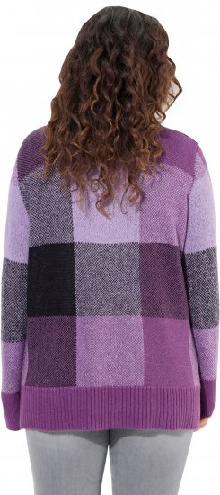 Ulla Popken Grand Check Long Sleeve Sweater Violet - Naisten hupparit ja collegepaidat isot koot - 