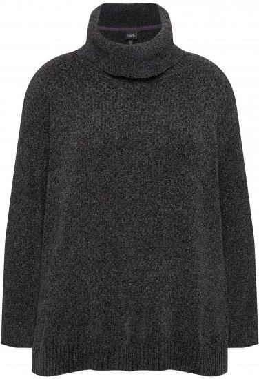 Ulla Popken Soft Textured Chenille Oversized Fit Sweater Graphite Grey - Naisten hupparit ja collegepaidat isot koot - 