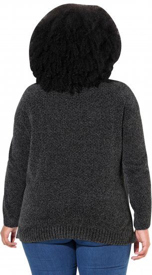 Ulla Popken Soft Textured Chenille Oversized Fit Sweater Graphite Grey - Naisten hupparit ja collegepaidat isot koot - 