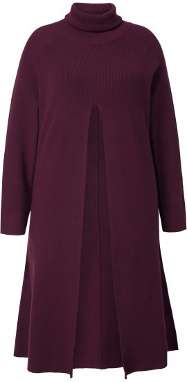 Ulla Popken Long Turtleneck Duster Sweater Plum - Hupparit ja collegepaidat - 