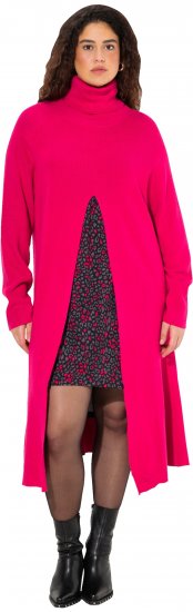 Ulla Popken Long Turtleneck Duster Sweater Red Pink - Naisten hupparit ja collegepaidat isot koot - 