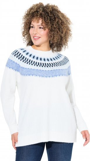 Ulla Popken Norwegian-Inspired Long Sleeve Knit Sweater Snow White - Naisten hupparit ja collegepaidat isot koot - 