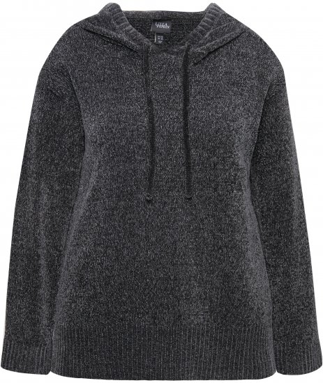 Ulla Popken Chenille Knit Hoodie Graphite Grey - Hupparit ja collegepaidat - 
