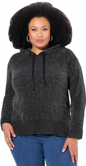 Ulla Popken Chenille Knit Hoodie Graphite Grey - Hupparit ja collegepaidat - 