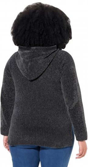 Ulla Popken Chenille Knit Hoodie Graphite Grey - Hupparit ja collegepaidat - 