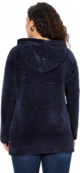Ulla Popken Chenille Knit Hoodie Navy - Naisten hupparit ja collegepaidat isot koot - 