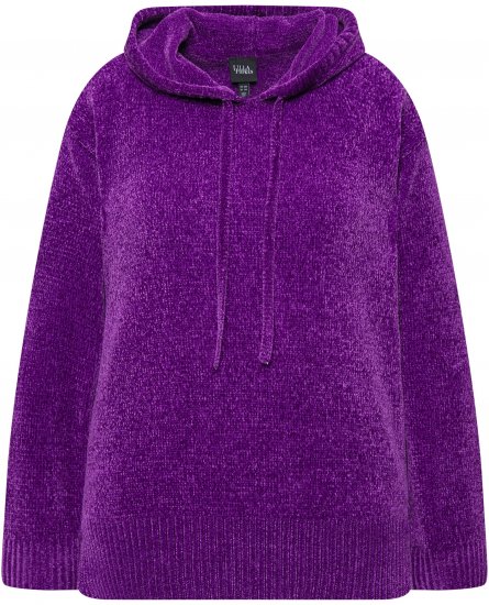 Ulla Popken Chenille Knit Hoodie Dark Purple - Hupparit ja collegepaidat - 