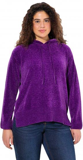 Ulla Popken Chenille Knit Hoodie Dark Purple - Hupparit ja collegepaidat - 