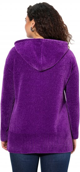 Ulla Popken Chenille Knit Hoodie Dark Purple - Hupparit ja collegepaidat - 