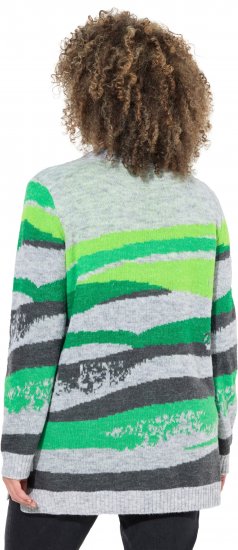 Ulla Popken Landscape Stripe Sweater Moss Green - Naisten hupparit ja collegepaidat isot koot - 