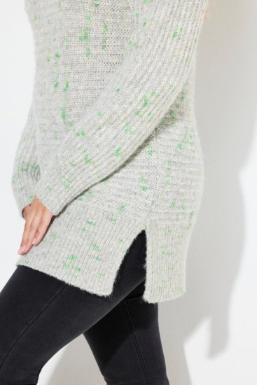 Ulla Popken Space Yarn Oversized Turtleneck Sweater Light Grey Melange - Naisten hupparit ja collegepaidat isot koot - Mukavat collegepaidat, huput ja neuleet