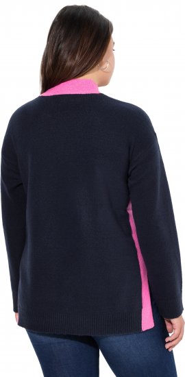 Ulla Popken Color Block Long Sleeve Sweater Ink Blue - Naisten hupparit ja collegepaidat isot koot - 