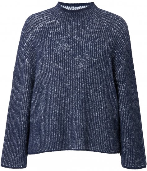 Ulla Popken Striped Wool Blend Turtleneck Sweater Ink Blue - Naisten hupparit ja collegepaidat isot koot - 