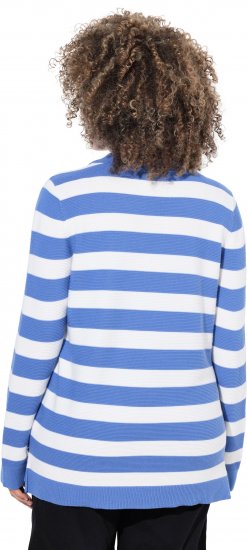 Ulla Popken Striped Polo Collar Long Sleeve Sweater Aegean Blue - Hupparit ja collegepaidat - 