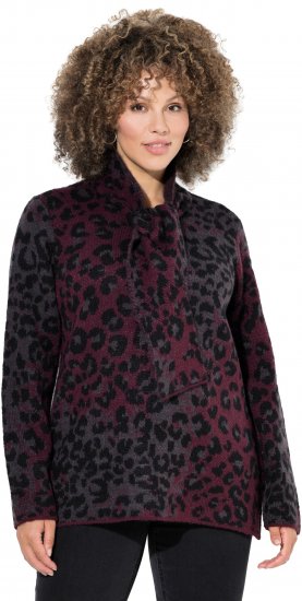 Ulla Popken Leopard Print Scarf Sweater Dark Ruby - Naisten hupparit ja collegepaidat isot koot - 