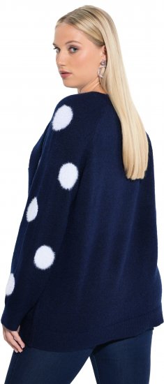 Ulla Popken Fluffy Polka Dot Sweater Ink Blue - Hupparit ja collegepaidat - 